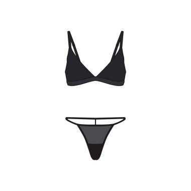 İpli tanga ve üçgen sütyen simgesi beyaz arkaplanda izole edilmiş. İç çamaşırı sembolü modern, basit, vektör, web sitesi tasarımı için simge, mobil uygulama, ui. Vektör İllüstrasyonu