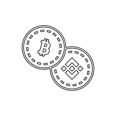 Bitcoin ve Binance madeni para simgesi beyaz arka planda izole edildi. Şifreleme sembolü modern, basit, vektör, web sitesi tasarımı için simge, mobil uygulama, ui. Vektör İllüstrasyonu