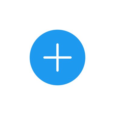 Mavi ekleme simgesi beyaz arkaplanda izole edildi. Artı sembol modern, basit, vektör, web sitesi tasarımı için simge, mobil uygulama, ui. Vektör İllüstrasyonu