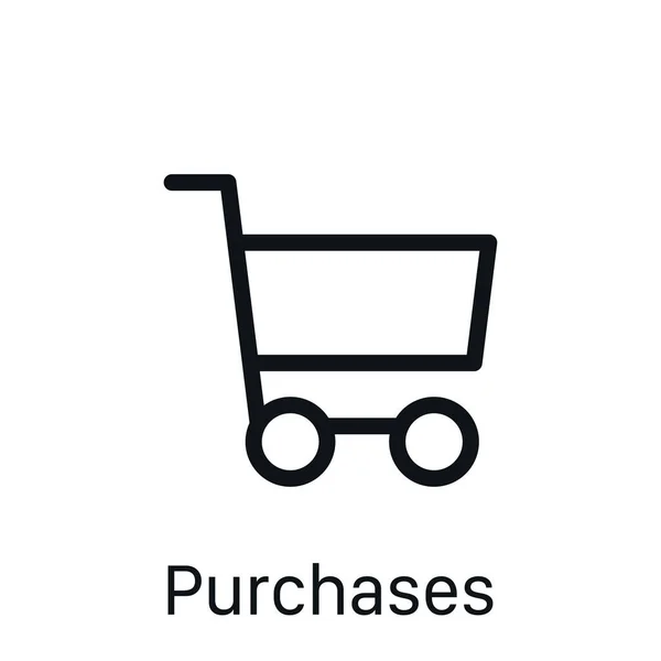 Purchases Icon Isolated White Background Shopping Cart Symbol Modern Simple — Stock Vector