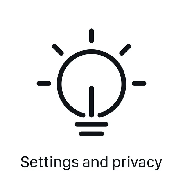 Settings Privacy Icon Isolated White Background Lightbulb Symbol Modern Simple — Image vectorielle