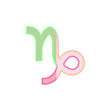 Oğlak burcu simgesi beyaz arkaplanda izole edilmiş. Zodiac sembolü modern, basit, vektör, web sitesi tasarımı için simge, mobil uygulama, ui. Vektör İllüstrasyonu