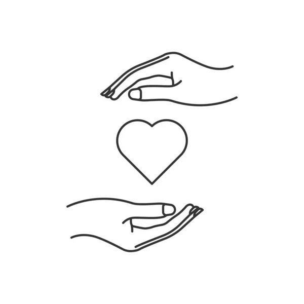 Hands Holding Heart Icon Isolated White Background Support Symbol Modern — Stock Vector