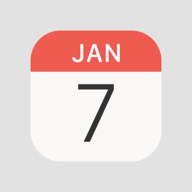 Arka planda 7 Ocak simgesi izole edildi. Takvim sembolü modern, basit, vektör, web sitesi tasarımı için simge, mobil uygulama, ui. Vektör İllüstrasyonu