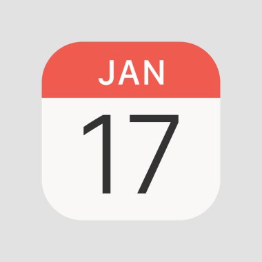 Arka planda 17 Ocak simgesi izole edildi. Takvim sembolü modern, basit, vektör, web sitesi tasarımı için simge, mobil uygulama, ui. Vektör İllüstrasyonu