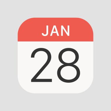 Arka planda 28 Ocak simgesi izole edildi. Takvim sembolü modern, basit, vektör, web sitesi tasarımı için simge, mobil uygulama, ui. Vektör İllüstrasyonu