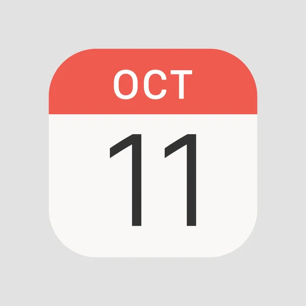 10月11日图标孤立的背景 日期符号现代 图标网站设计 移动应用 病媒图解 — 图库矢量图片