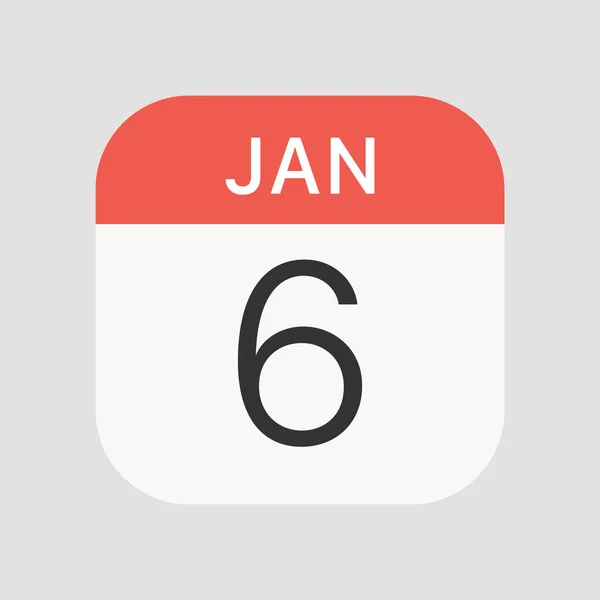 背景に1月6日のアイコンが隔離された カレンダーのシンボルは ウェブサイトのデザイン モバイルアプリ Uiのための現代的 シンプルでベクトル アイコン ベクターイラスト — ストックベクタ
