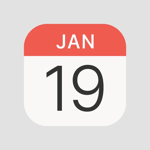 Εικονίδιο Της 19Ης Ιανουαρίου Απομονώνεται Στο Παρασκήνιο Ημερολόγιο Σύμβολο Σύγχρονο — Διανυσματικό Αρχείο