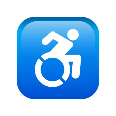 Tekerlekli sandalye emoji simgesi beyaz arkaplanda izole edildi. Özürlülük sembolü modern, basit, vektör, web sitesi tasarımı için simge, mobil uygulama, ui. Vektör İllüstrasyonu