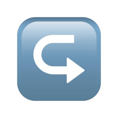 Sol ok kıvrımlı sağ tuş emoji simgesi beyaz arkaplanda izole edildi. Web sitesi tasarımı için modern, basit, vektör, simge, mobil uygulama, ui. Vektör İllüstrasyonu