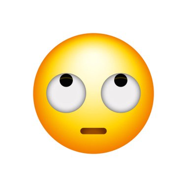 Beyaz arka planda izole edilmiş yuvarlak gözlü emoji simgesi. Yuvarlanan göz simgesi modern, basit, vektör, web sitesi tasarımı için simge, mobil uygulama, ui. Vektör İllüstrasyonu