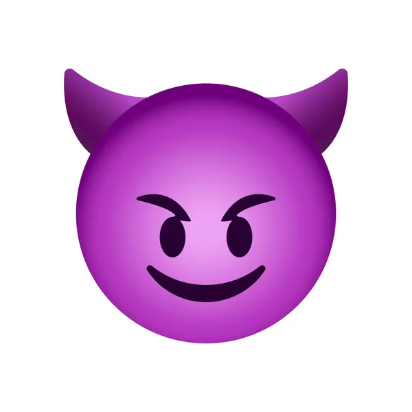 Beyaz arka planda izole edilmiş boynuz simgesi olan gülen yüz. Canavar simgesi modern, basit, vektör, web sitesi tasarımı için simge, mobil uygulama, ui. Vektör İllüstrasyonu