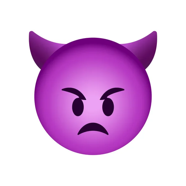 Wściekła Twarz Ikoną Emoji Rogów Odizolowana Białym Tle Symbol Goblina — Wektor stockowy