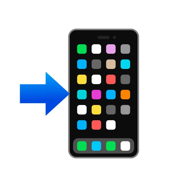 Beyaz arkaplanda ok emojisi simgesi olan telefon. Gadget sembolü modern, basit, vektör, web sitesi tasarımı için simge, mobil uygulama, ui. Vektör İllüstrasyonu