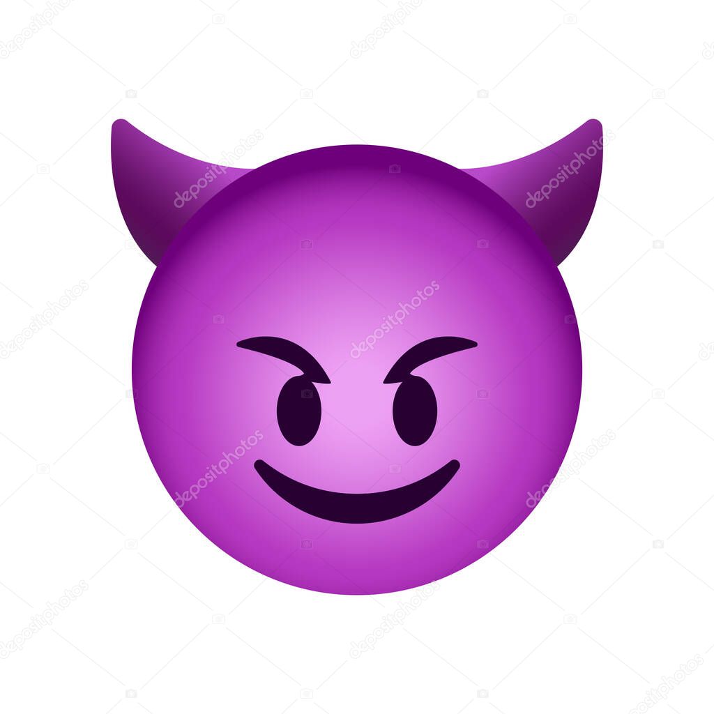Smiling face with horns emoji icon isolated on white background. Monster emoticon symbol modern, simple, vector, icon for website design, mobile app, ui. Vector Illustration