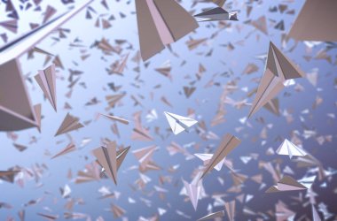 Soyut Kağıt Düzlemli Duvar Kağıdı 3B Resim Mavi Tarafsız Arkaplan