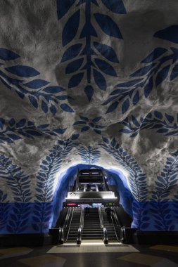 Stockholm, İsveç. Sanat Dekorasyonlu Metro İstasyonu.