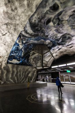 Stockholm, İsveç. Sanat Dekorasyonlu Metro İstasyonu.