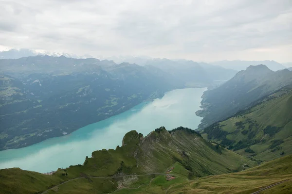 Brienzer Rothorn treni, Berner Oberland, İsviçre. Yazın İsviçre Alplerinde Tren.