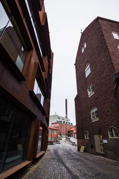 University in Stockholm, Sweden. Modern Architecture using red Bricks.