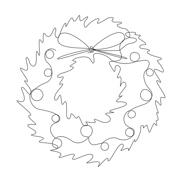 Рождественский Ручной Венок Иконка Одной Строкой — стоковый вектор