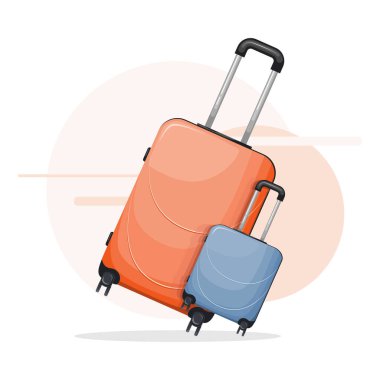 Bavullu seyahat afişi. Seyahat bagajı çizimi düz tasarım