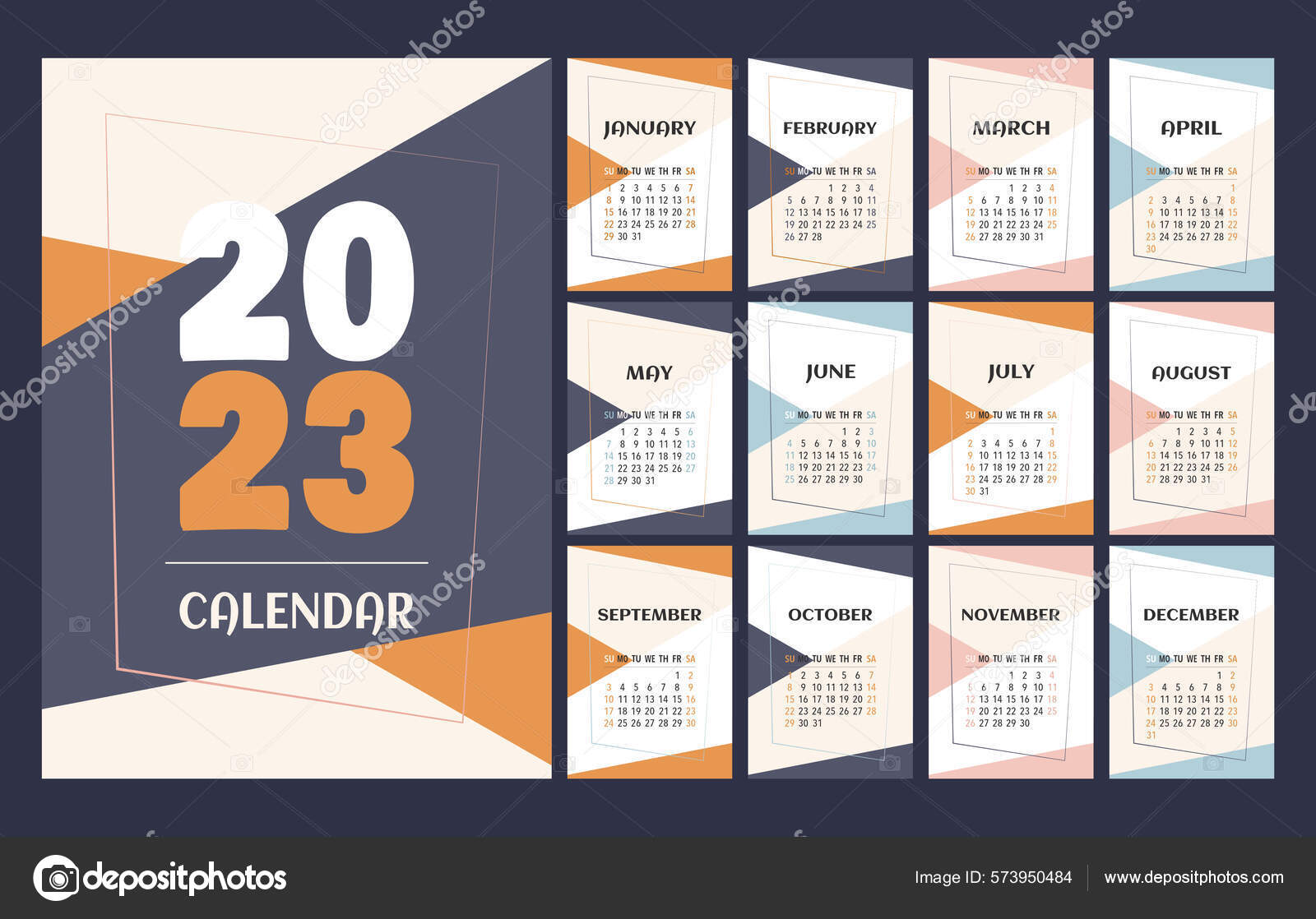 Planificateur de l'année 2023 - calendrier de planificateur mural couleur  bleue - entièrement modifiable - vecteur 8253250 Art vectoriel chez Vecteezy