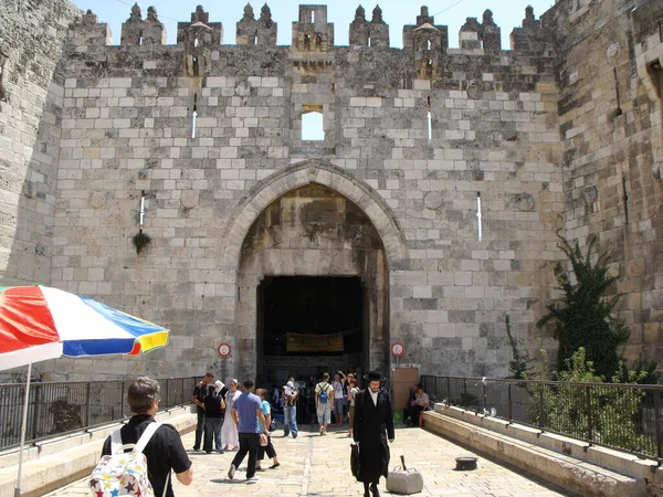 Jeruzalem Israël Augustus 2010 Damascus Gate Een Van Ingangen Van — Stockfoto