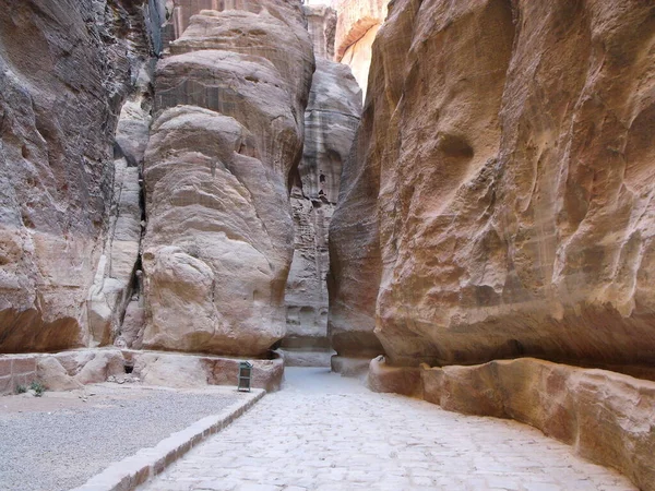 Petra Jordan Août 2010 Anciennes Conduites Eau Sculptées Dans Les — Photo