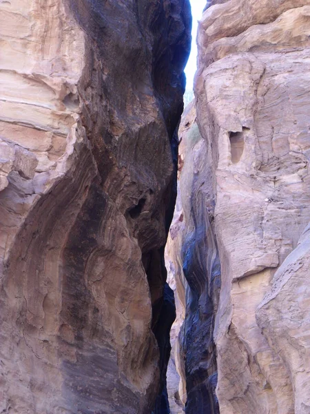 Petra Jordan Ağustos 2010 Siq Uzun Dar Duvarları Ürdün Petra — Stok fotoğraf