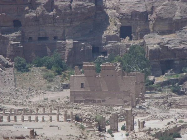 Petra Jordan Ağustos 2010 Ürdün Petra Dağı Ndaki Tapınağın Kalıntıları — Stok fotoğraf
