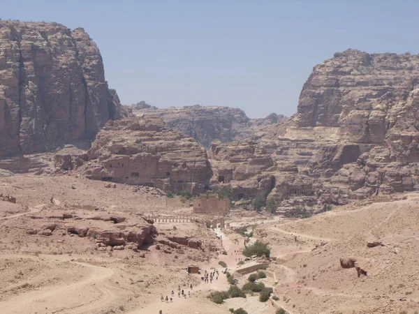 Petra Jordan Agosto 2010 Vista Geral Montanha Templo Petra Jordânia — Fotografia de Stock