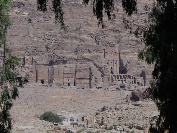 Petra Jordan Agosto 2010 Impressionantes Túmulos Reais Esculpidos Montanha Petra — Fotografia de Stock