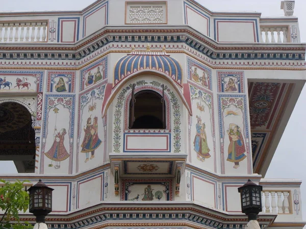 Mandawa Rajasthan Inde Août 2011 Façade Décorée Dessins Colorés Hôtel — Photo