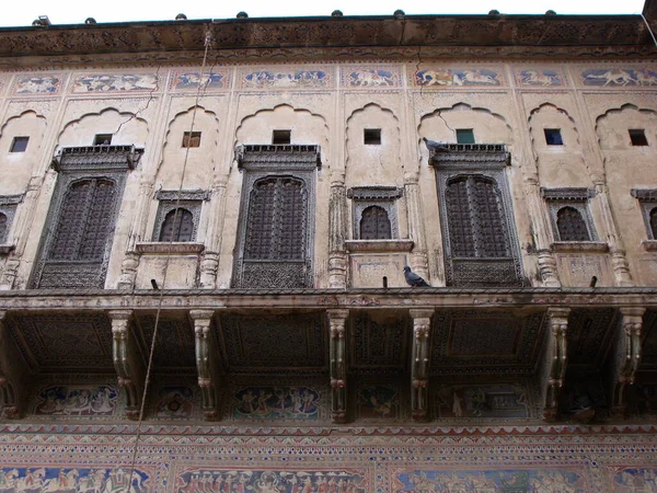 Mandawa Rajasthan Inde Août 2011 Fenêtres Ancien Palais Haveli Mandawa — Photo