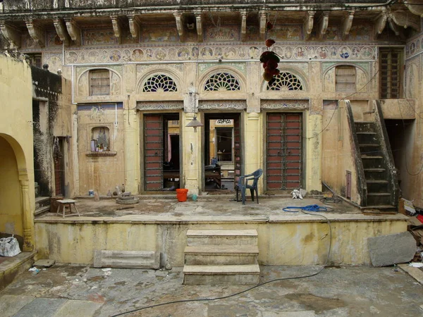 Mandawa Rajasthan Índia Agosto 2011 Pátio Danificado Palácio Antigo Haveli — Fotografia de Stock