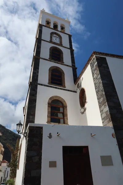 Garachico Tenerife Kanárské Ostrovy Španělsko Února2022 Zvonice Kostela Santa Anny — Stock fotografie