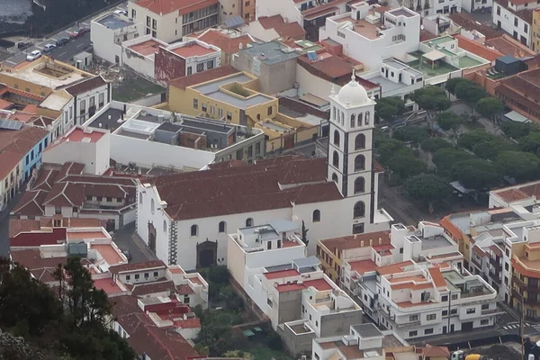 2022年2月24日 西班牙加那利群岛 加拉契科 特内里费 圣安娜教堂的空中景观创建于1520年 Garachico Tenerife 西班牙 — 图库照片
