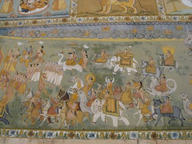 Jodhpur, Rajasthan, Hindistan, 14 Ağustos 2011: Mehrangarh Kalesi 'nin duvarındaki duvarlardan biri, Jodhpur, Hindistan