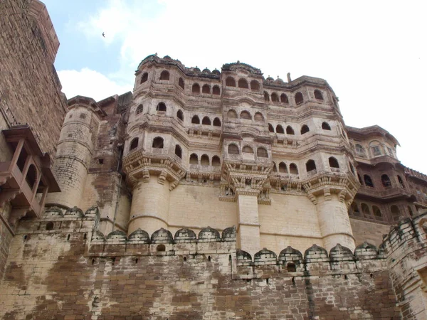 Jodhpur Rajasthan Indie Srpna 2011 Balkóny Mehrangarh Fort Jodhpur Indie — Stock fotografie