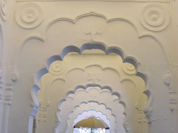 Jodhpur Rajasthan India August 2011 Perspective White Arches Mehrangarh Fort — 图库照片