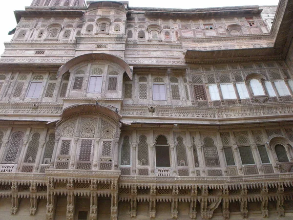 Jodhpur Rajasthan Indie Srpna 2011 Jedna Působivých Fasád Pevnosti Mehrangarh — Stock fotografie