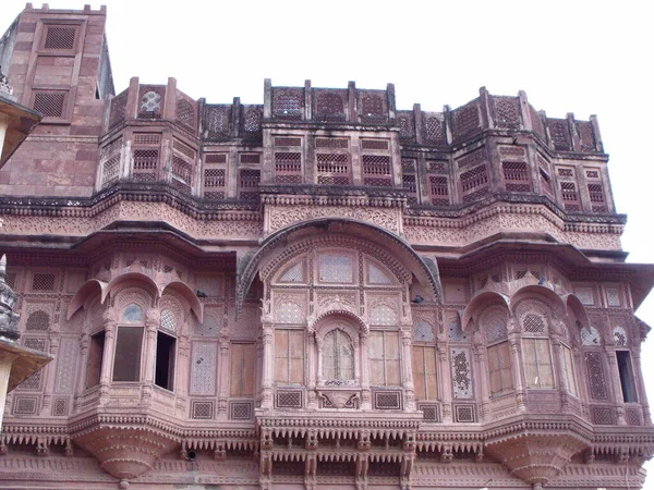 Jodhpur Rajasthan Indien Augusti 2011 Imponerande Röda Fasaderna Mehrangarh Fort — Stockfoto
