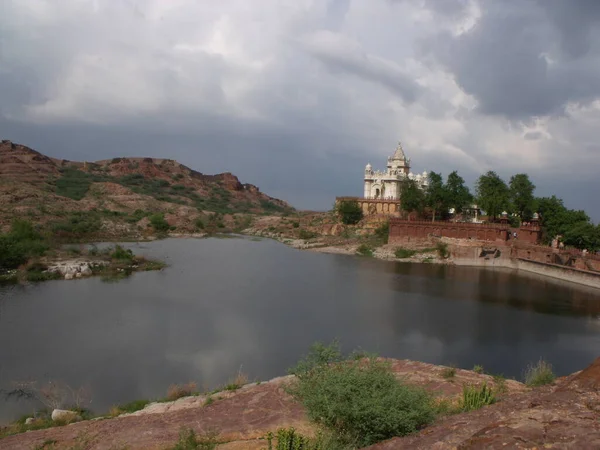 Jodhpur Rajastán India Agosto 2011 Lago Jaswant Thada Cenotafio Maharajá —  Fotos de Stock