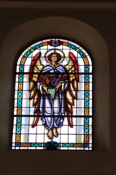 加那利群岛坦内里费坎德拉利亚 2022年3月8日 西班牙加那利群岛 坦内里费加那利群岛坎德拉利亚大教堂的带天使的玻璃窗 西班牙 — 图库照片