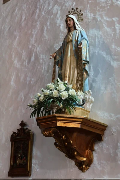 2022年3月8日 西班牙加那利群岛 特内里费 Guimar Tenerife Canary Islands Spain 位于特内里费的圣彼得教堂内的圣母塑像 西班牙 — 图库照片