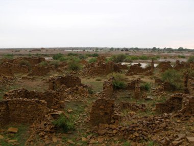 Kuldhara, Jaisalmer, Rajasthan, Hindistan, 13 Ağustos 2011: Jaisalmer, Hindistan yakınlarındaki terk edilmiş Kuldhara köyünün kalıntıları