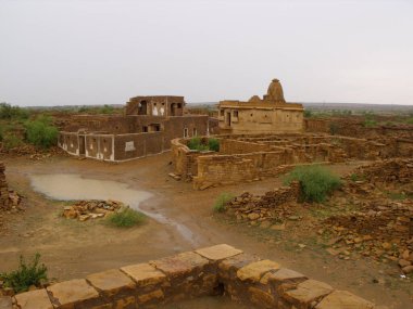 Kuldhara, Jaisalmer, Rajasthan, Hindistan, 13 Ağustos 2011: Jaisalmer, Hindistan yakınlarındaki terk edilmiş Kuldhara köyünün kalıntıları
