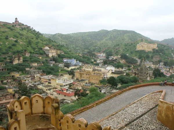 Amber Fort Jaipur Rajasthan India August 2011 Houses Base Seen — 图库照片